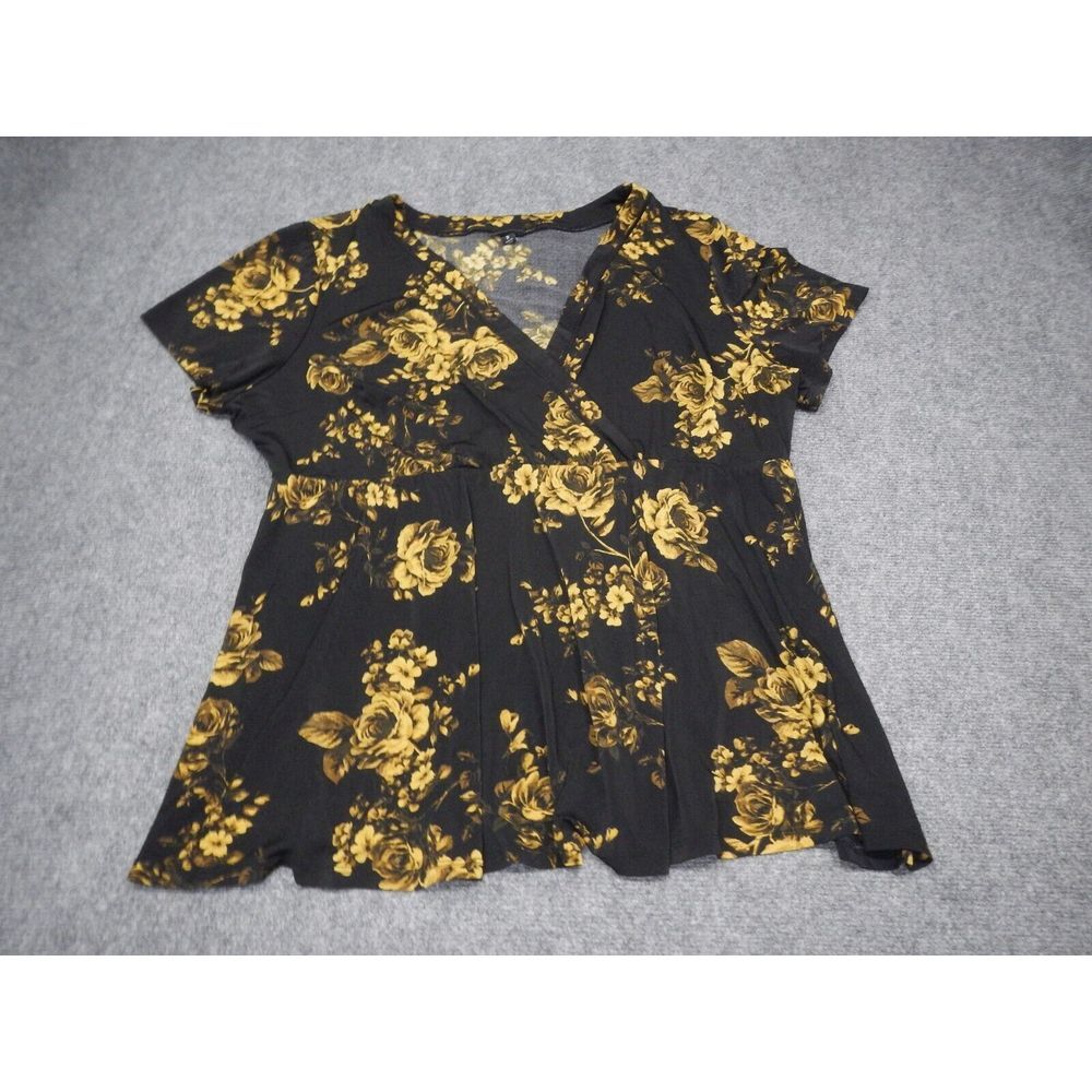 torrid Black & Mustard Floral Surplice Tunic